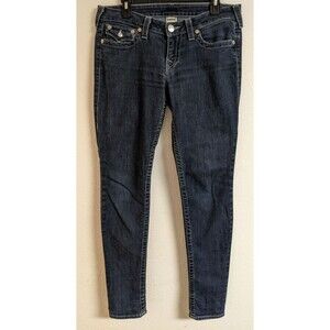 Women's TRUE RELIGON Skinny Low Rise Cotton Stretch Blue Jeans 31 X 33